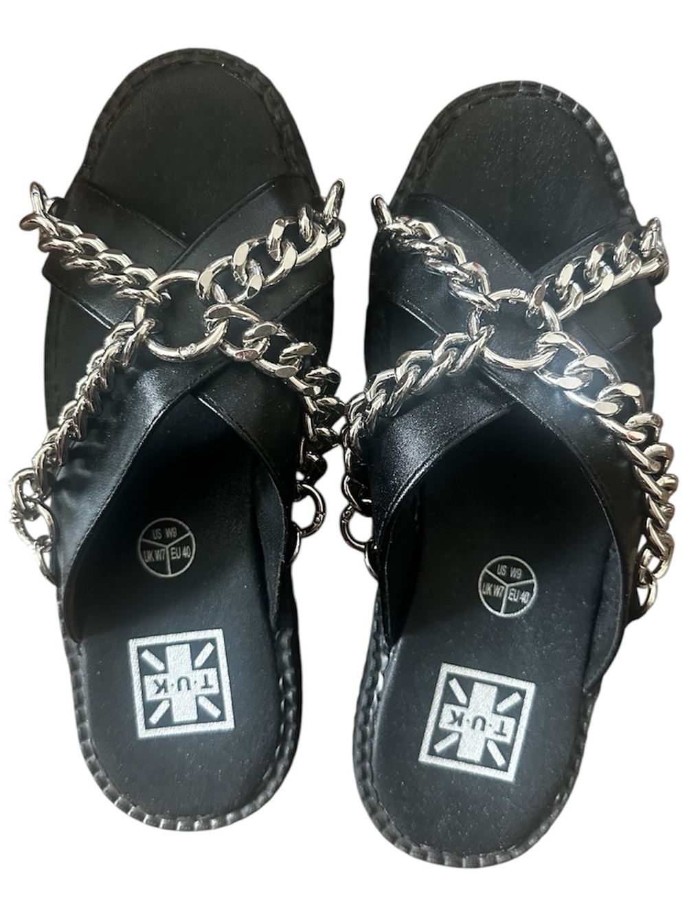 NWOT T.U.K chain strap sandals